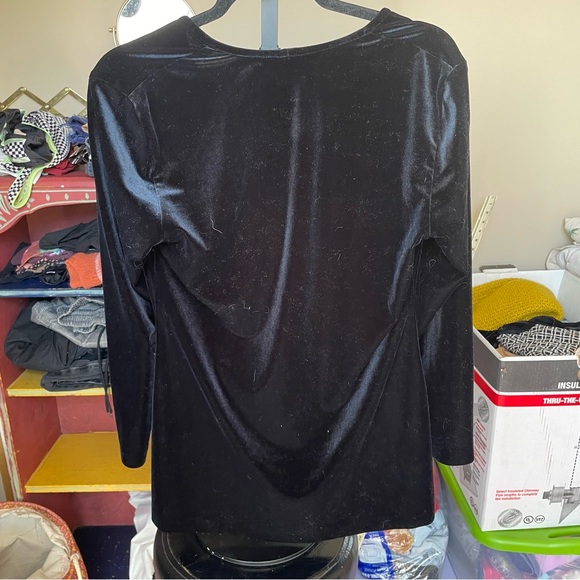 Velvet Cardigan with Rhinestone Button - Picture 2 of 4